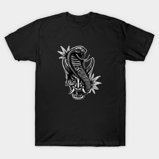 Japanese Mask Hannya with Cobra Snake art T-Shirt